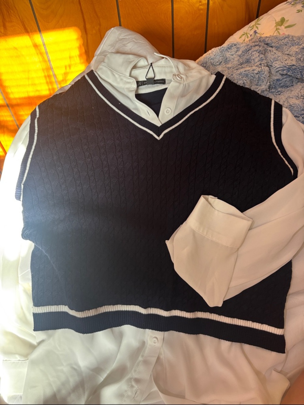 Classic Black Cable-Knit V-Neck Sweater Vest